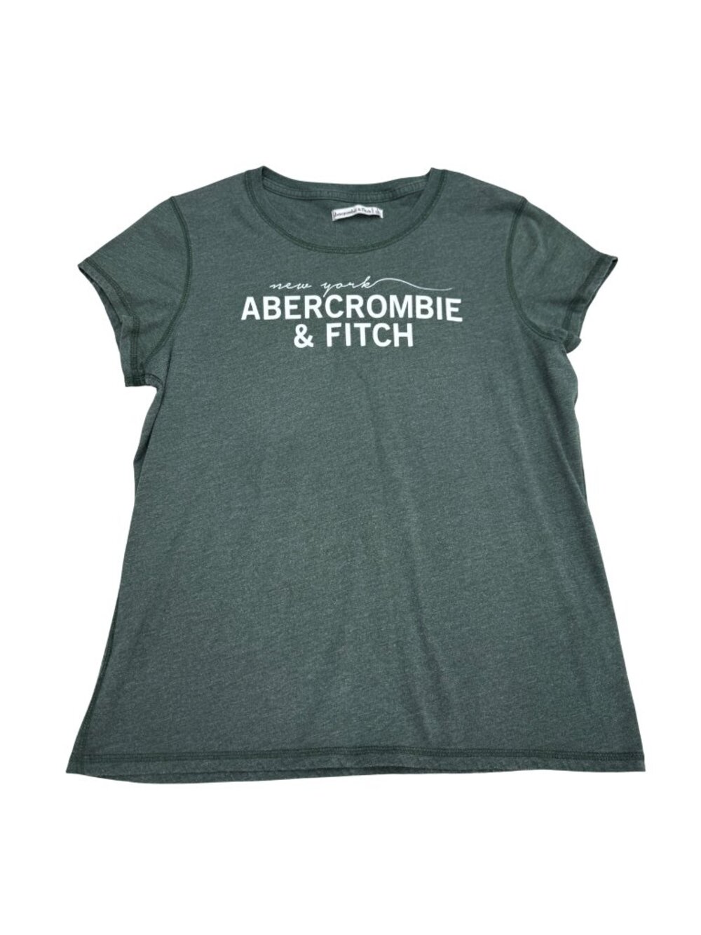 Abercrombie & Fitch New York Women's SS T-Shirt Green Crew Neck Casual, Size L